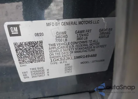 2021 GMC Yukon Xl 4Wd Denali z USA, uszkodzony, nr VIN 1GKS2JKL1MR149488